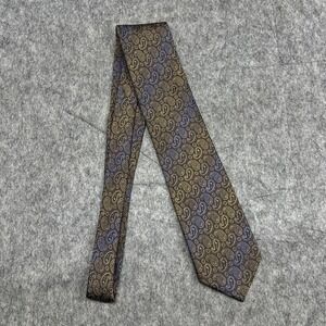 Bocara Tie Mens XL Blue Gold Paisley 100% Silk Handmade Extra Long Necktie